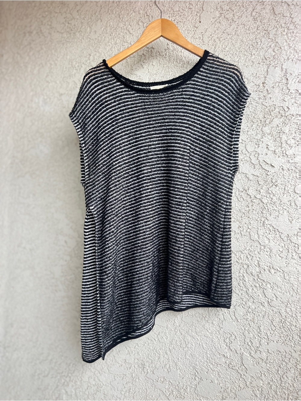 Eileen Fisher Black & White Striped Knit Sleeveless Top